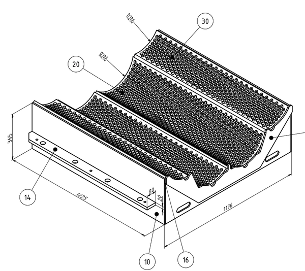 Écran 1225x1176x365 mm pour Untha RS100, diamètre 30 mm