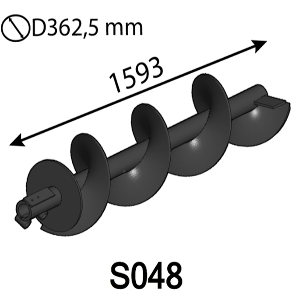Arbre hélicoïdal 1593 mm (gauche) D362,5 mm pour Albach Silvator