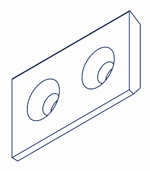 60x35x8 mm Couteau 1 (2xf16,5, 17°,40°)